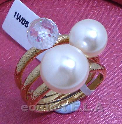 SWAROVSKI PEARL+CRYSTAL 3 RINGS SET -sz10